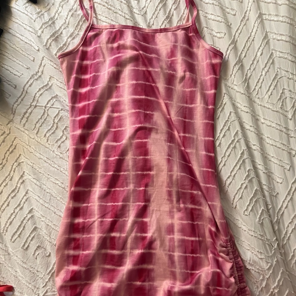 Pink Tie-Dye Sleeveless Dress